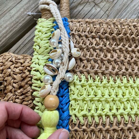 Shore Thing Women's Tan Raffia Straw Large Tote Bag NWOT - Picture 3 of 11